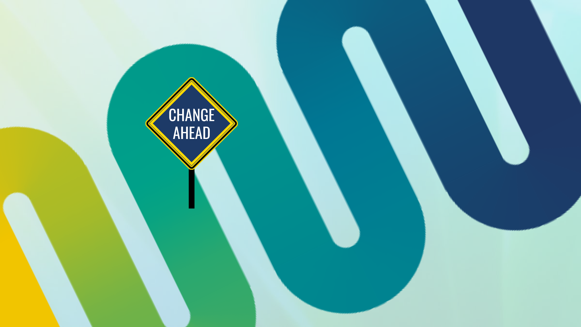 change ahead road sign against Mobility Network chicane background