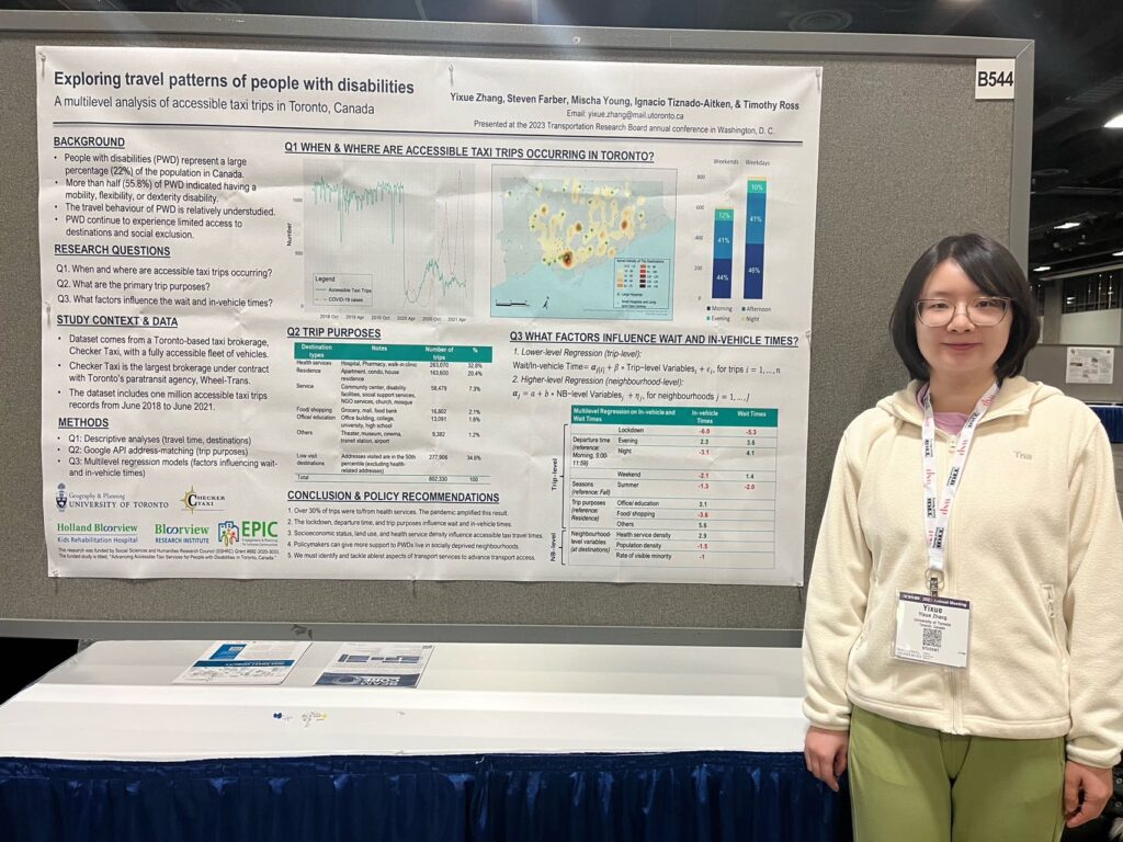 Yixue Zhang with her research poster at TRB 2023, Washington, DC.