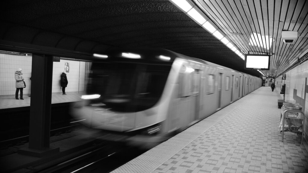 train arrives at TTC subway platform