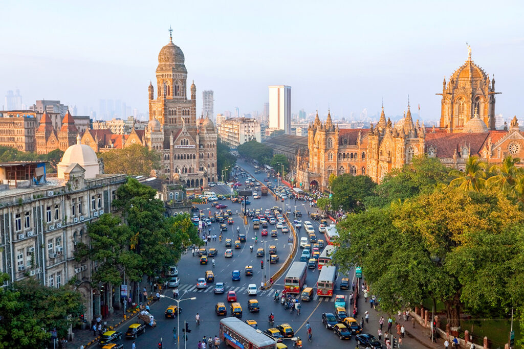 Busy urban roadway in India