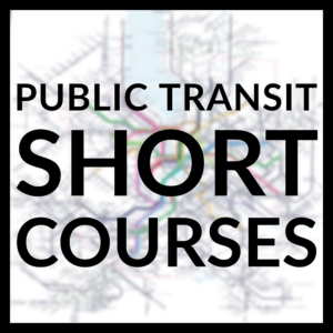 text Public Transit Short courses in square, transit map background 