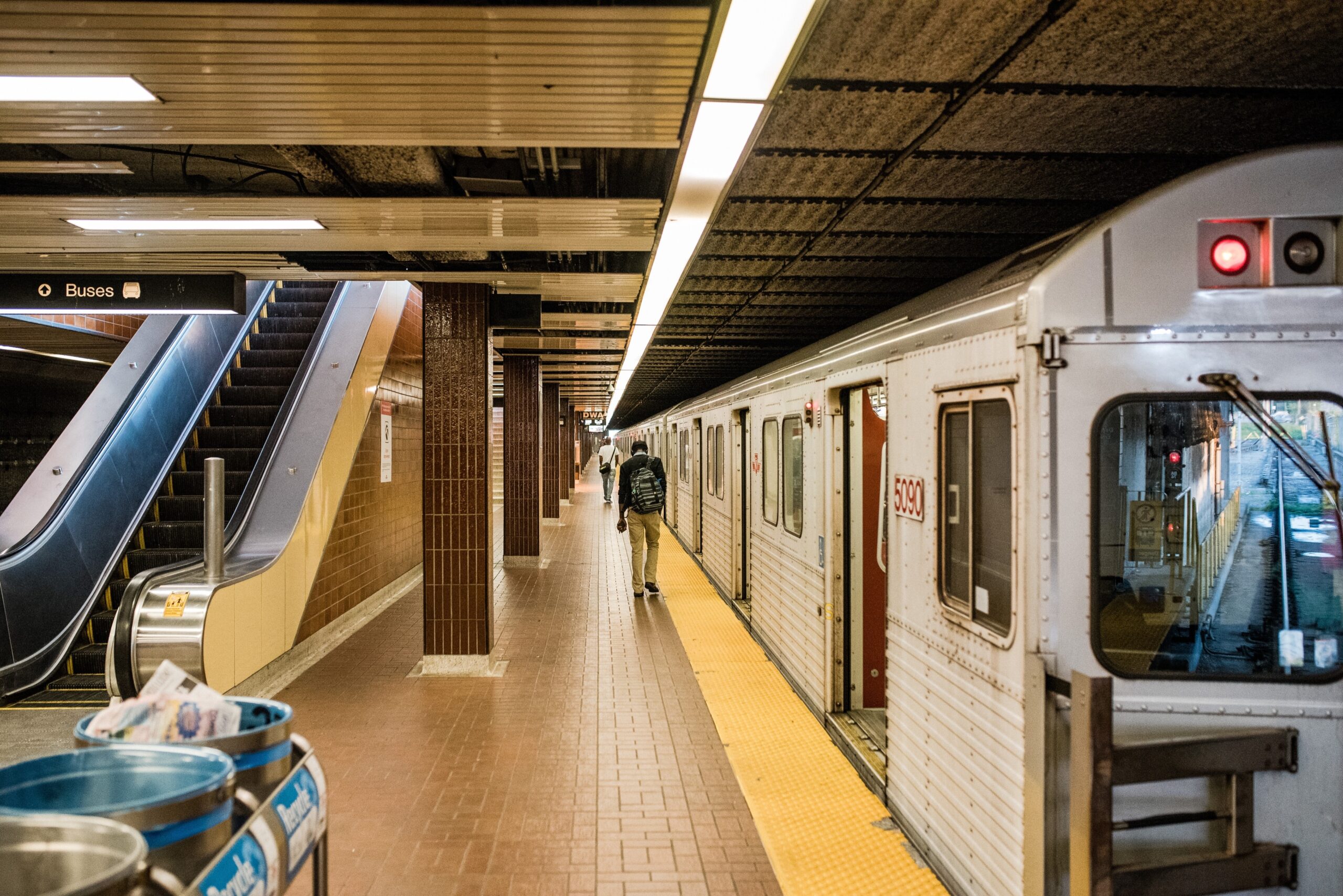 subway training arrives at platform